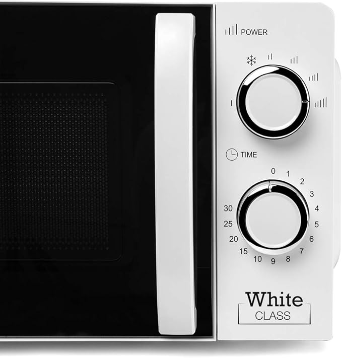 Microondas, 700 W, 6 niveles de funcionamiento, 20 litros de capacidad, temporizador hasta 30 minutos, programa descongelación, señal fin cocción, color blanco