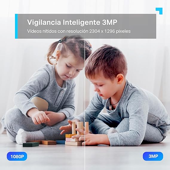 Tapo C210 - Cámara IP WiFi 360° Cámara de Vigilancia 2K (3MP),Visión nocturna Admite tarjeta SD hasta 512 GB, Detección y seguimiento de movimiento, Control Remoto, Compatible con Alexa